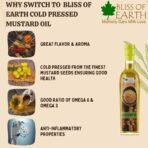 Bliss of Earth Organic Yellow Mustard Oil 1 ltr Cold Pressed For Cooking - Fast UK Delivery - Image 4