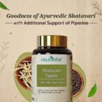 Neuherbs Shatavari Tablet | Ayurveda Herbal Supplement For Women's Hormonal Health | Promotes Lactation | 100% Pure & Natural - 60 Tablets - Fast UK Delivery - Image 3