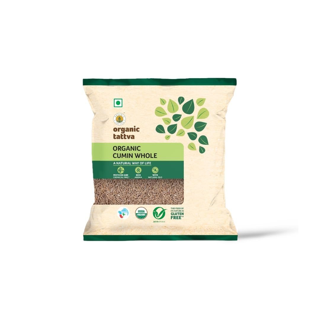 uk51iB6xqH1FL-1.jpg Organic Tattva, Organic Whole Cumin Seeds/Jeera - 100 Gram | 100% Vegan, Gluten Free | Quality Indian Spice, Fresh Natural Jeera - Fast UK Delivery - Image 1