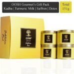 OOSH Gourmet's Immunity Enhancing Gift Pack of Ayurvedic Kadha 50g, Golden Turmeric Milk Latte 50g, Saffron 1g & Detox Tea 50g | Gift of Health for Your Loved Ones (151g) - Fast UK Delivery - Image 3