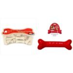 Drools Absolute Calcium Bone Jar, All Life Stages Dog Treats Chicken Flavor -20 Pieces (300 gm)&Drools Non-Toxic Rubber Dog Chew Bone Toy, Puppy/Dog Teething Toy (Medium) - 5 inches, Red - Fast UK Delivery