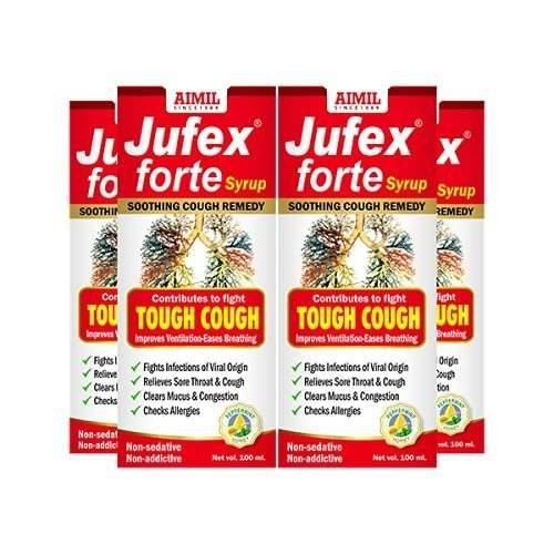 uk51j9iy5w3eL.jpg AIMIL Jufex Forte Syrup | Herbal Syrup for Respiratory Wellness | 100 ML (Pack of 4) - Fast UK Delivery - Image 1