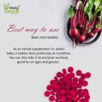 Holy Natural Beet Root Tablet - 120 Tablets | (500 mg/tab) 1000 mg per serving | Rich in Calcium, Iron, Potassium, Vitamin B9 & Manganese | Take Daily, With meal, 2 tab/day. - Image 5