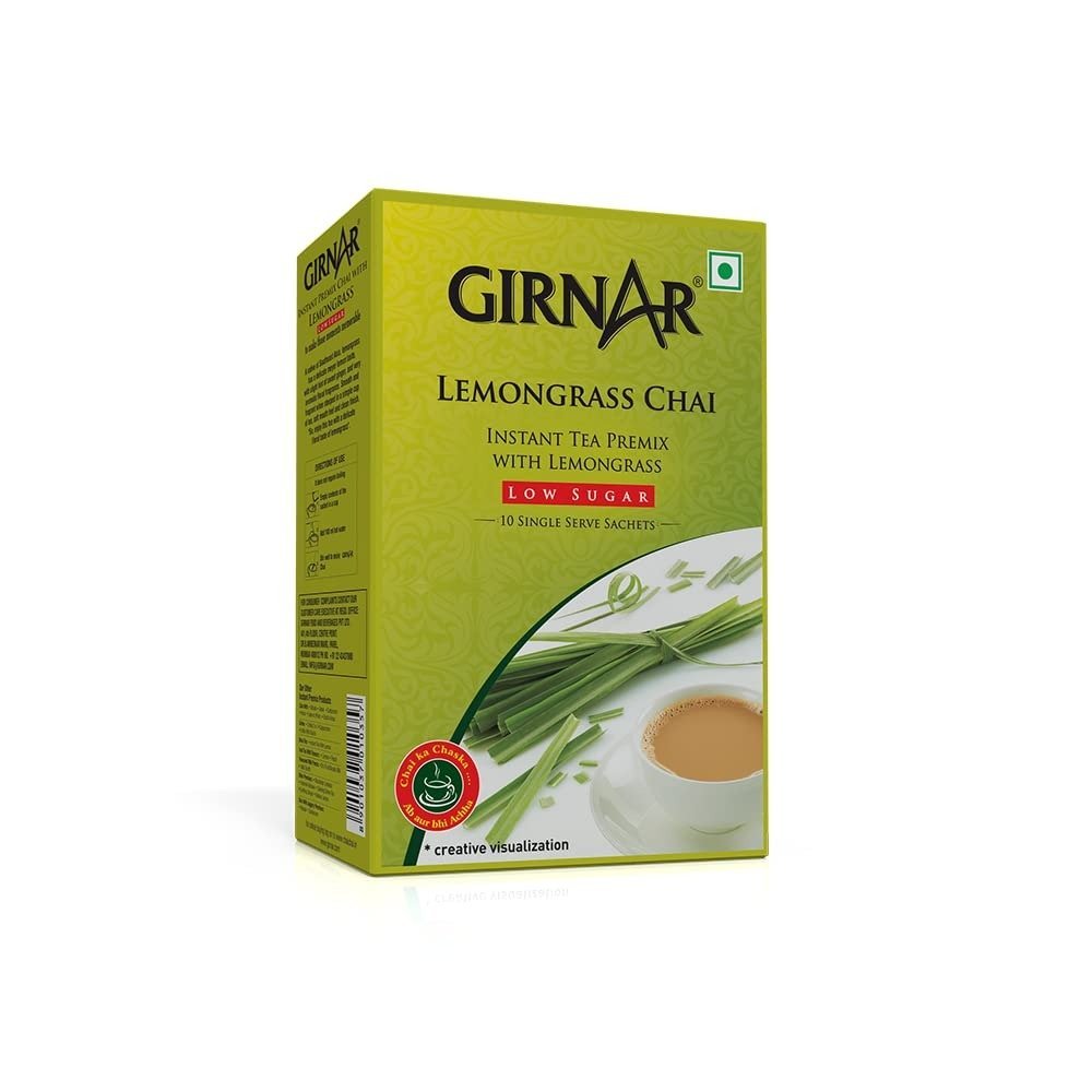 uk51lgfT-1RNL-1.jpg Girnar Instant Premix Lemongrass Chai (10 Low Sugar Sachets) - Fast UK Delivery - Image 1