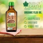 Bliss of Earth 500ML Certified Organic Flaxseed Oil for Eating & Hair, Cold Pressed & Hexane Free - Fast UK Delivery - Image 4