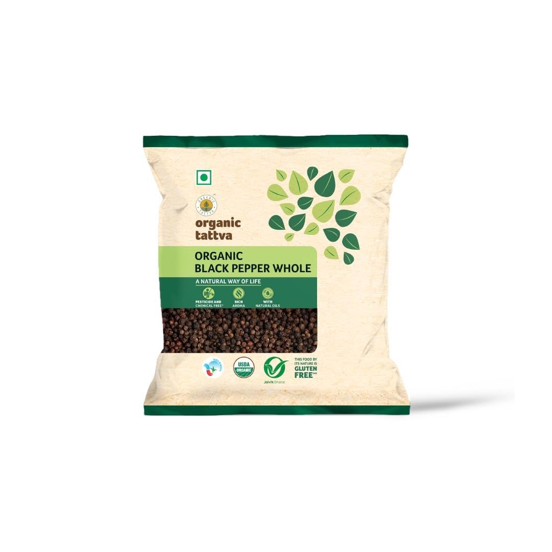 uk51uCFisD5IL-1.jpg Organic Tattva, Organic Gluten Free Black Pepper/Kali Mirch - 100G | Naturally Processed, from Farm Picked Fresh Natural Seeds, No Artificial Additives - Fast UK Delivery - Image 1