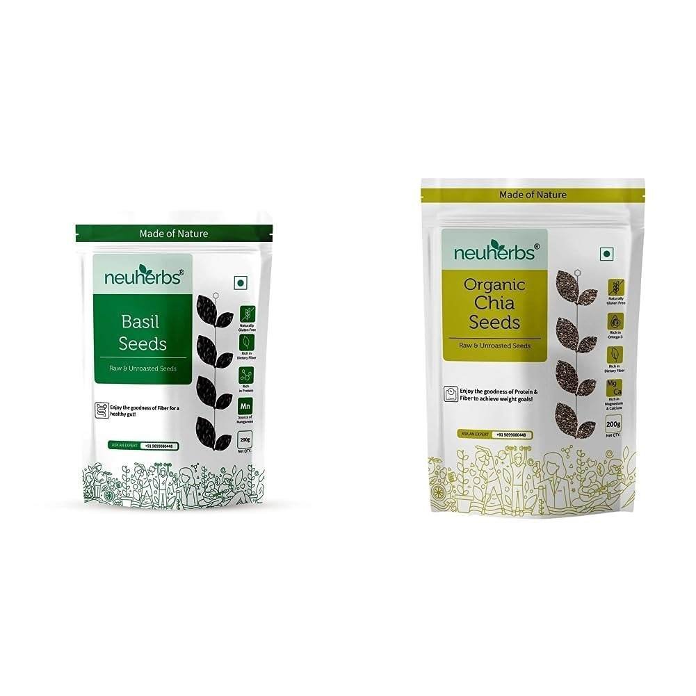 uk51uerJlJoiL-1.jpg Neuherbs Raw & Unroasted Basil Seeds 200 g & Neuherbs Raw Unroasted Chia Seeds- 200 Gram - Fast UK Delivery - Image 1