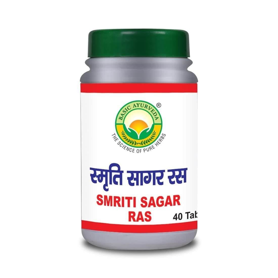 uk51w-2iQhpcL-1.jpg BASIC AYURVEDA Smriti Sagar Ras 40 Tablets Pack of 5 | - Fast UK Delivery - Image 1