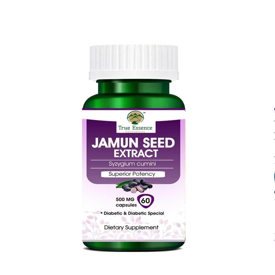 uk51xaEFNCzKL-1.jpg Heera Ayurvedic Research Foundation True Essence Provisions JAMUN SEED EXTRACT Syzygium cumini 60 PCS. Veg Capsule (500mg) - Fast Shipping to USA - Image 1