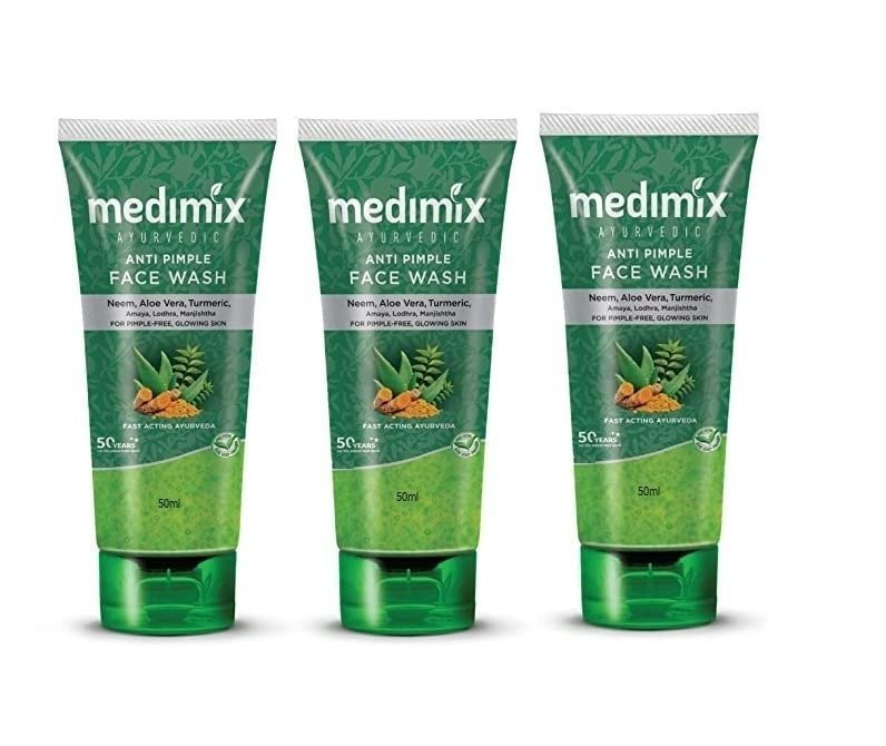 uk51xgpyY3MxL-1.jpg Medimix Ayurvedic Anti Pimple Face Wash For Women & Men, 50ml (Pack of 3) - Fast UK Delivery - Image 1