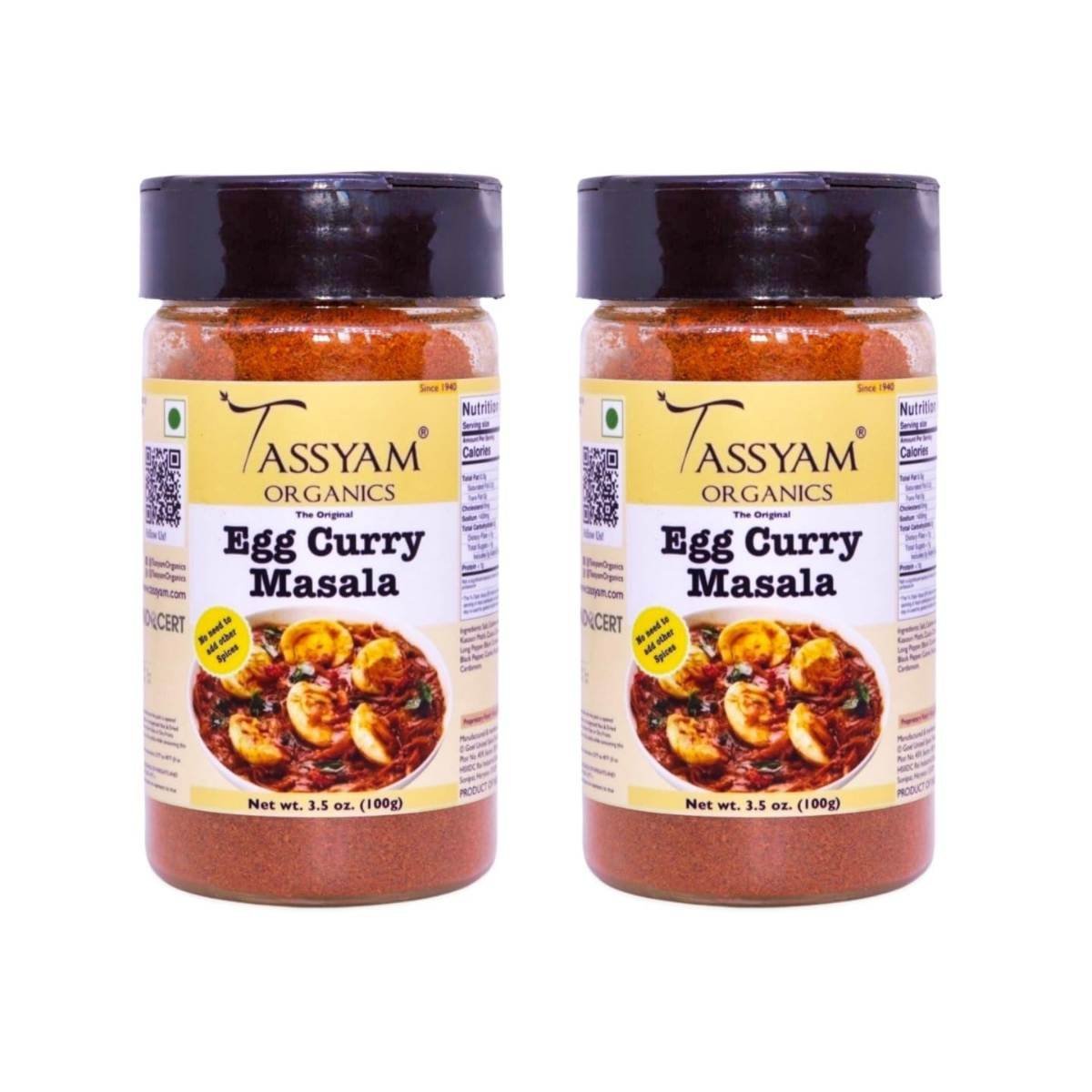 uk610HLiKCOWL-1.jpg Tassyam Egg Curry Masala 200g (100g x2) | Dispenser Bottle, All Natural, Flavour Burst - Fast UK Delivery - Image 1