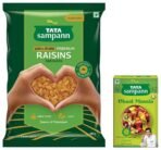 Tata Sampann Pure Raisins Seedless | Kishmish | Source of Potassium | Hand-picked Dry Fruits | 500g Value Pack & Tata Sampann Chaat Masala with Natural Oils, Crafted by Chef Sanjeev Kapoor, 100g - Fast UK Delivery