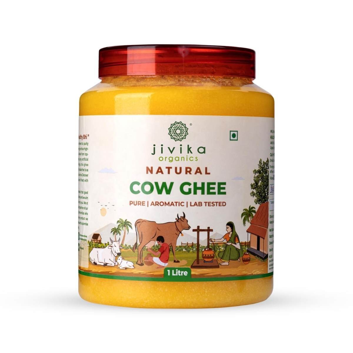 uk612PQ8jU8oL-1.jpg Jivika Pure Natural Bilona Cow Ghee | Hand Churned Grass Fed Cows | 100% Pure and Natural | Desi Ghee | Highly Nutritious | Helps Keep Your Heart Healthy | Boost Immunity & Energy | Lab Tested | 1 Litre Pet Jar - Fast Shipping to USA & Canada - Image 1
