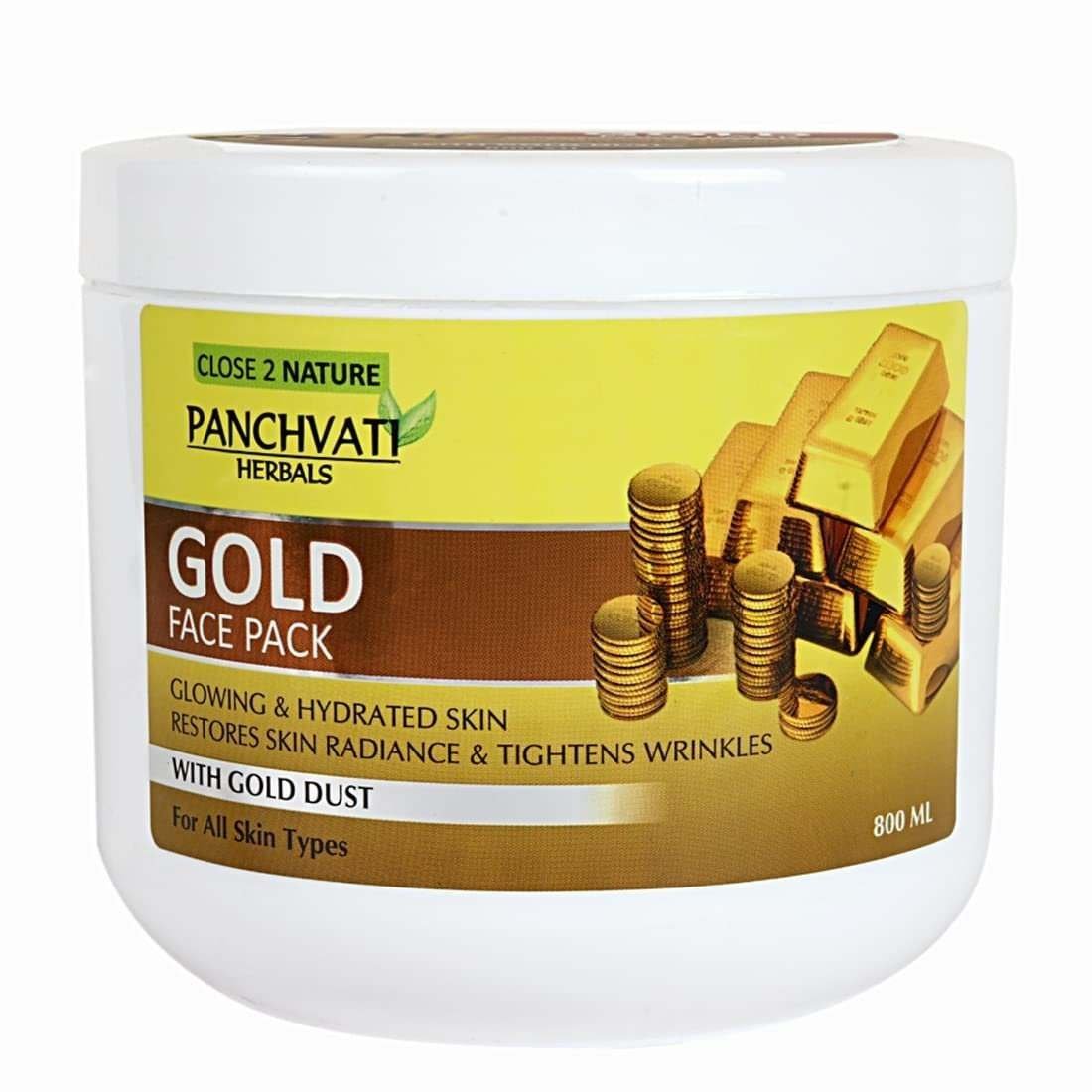 uk612QDh-v9QL-1.jpg Panchvati Herbals Regular Gold Face Pack | Maintains Skin Elasticity & Brightness Up Face - 800 ml - Image 1