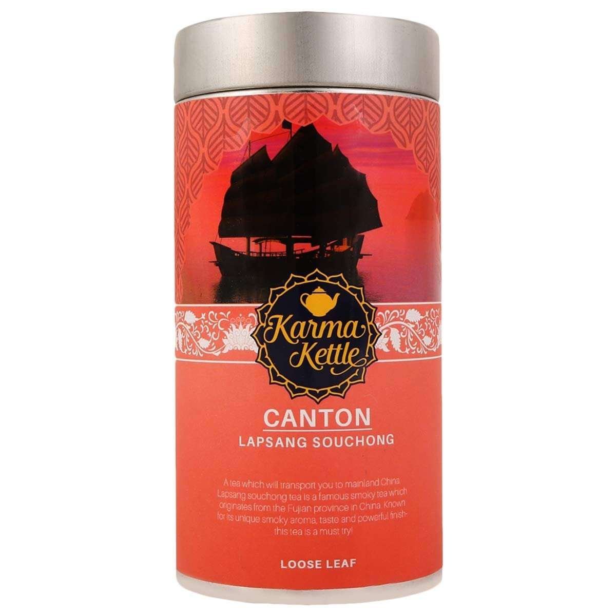 uk612vAq6Z2JL-1.jpg Karma Kettle Canton - Lapsang Souchong Smoked Black Tea, Loose Leaf Tea 75 gm - Fast UK Delivery - Image 1