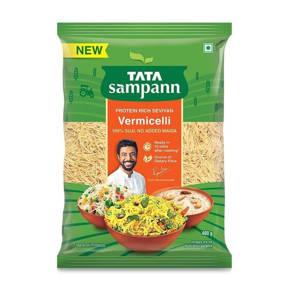 uk613GDsjGQL-1.jpg Tata Sampann Unroasted Vermicelli | Protein Rich Seviyan | Made with Suji | No Added Maida | Source of Dietary Fibre | 400g - Fast UK Delivery - Image 1