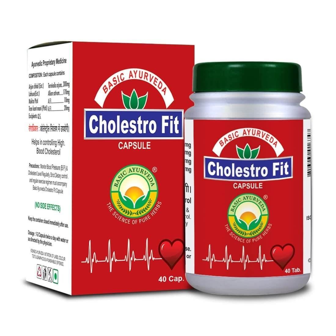 uk6141cLuIeUL-1.jpg BASIC AYURVEDA Cholestro Fit 40 Capsules Pack Of 2 | - Fast UK Delivery - Image 1