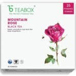 Teabox Mountain Rose Black Tea Bags 25 Pieces | A Floral Blend Of Black Tea, Cornflower, Cardamom & Rose - Fast UK Delivery