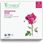 Teabox Mountain Rose Black Tea Bags 25 Pieces | A Floral Blend Of Black Tea, Cornflower, Cardamom & Rose - Fast UK Delivery