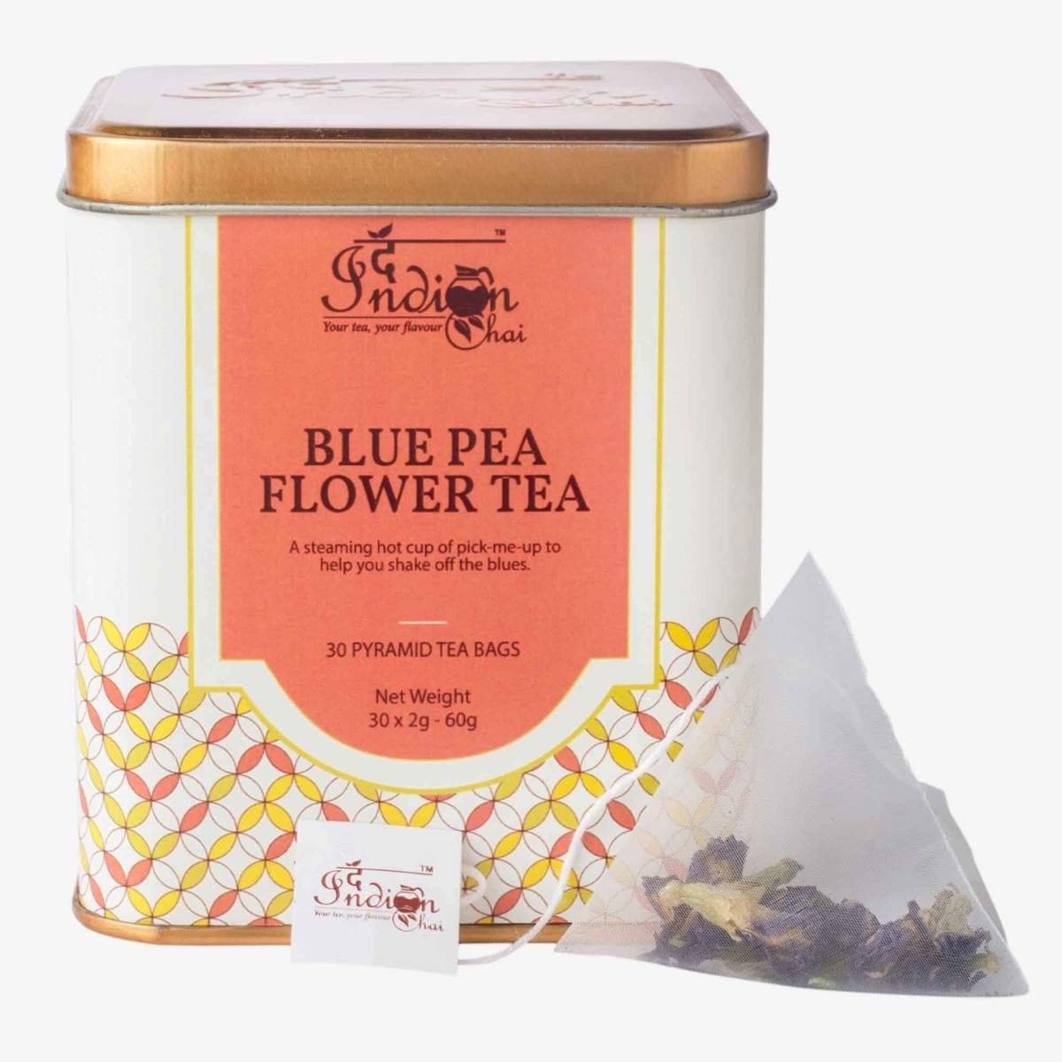 uk615v8NDRKdS-1.jpg The Indian Chai - The Indian Chai - Blue Pea Flower 30 Pyramid Tea Bags || Rich in Antioxidants || Promotes Hair and Skin Health || Helps with Digestion || Boosts Metabolism || Helps Relieve Stress - Fast UK Delivery - Image 1