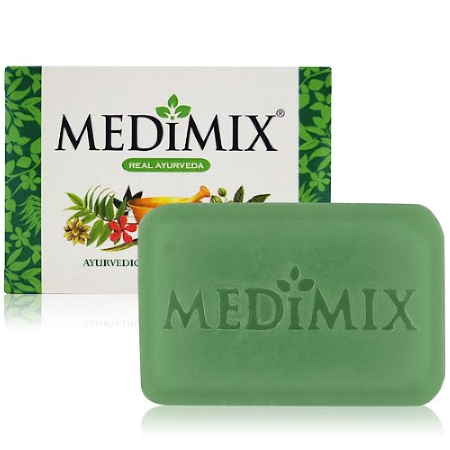 uk6174LxzFwL-1.jpg Medimix Ayurvedic Soap with 18 Herbs - 75 g - Fast UK Delivery - Image 1