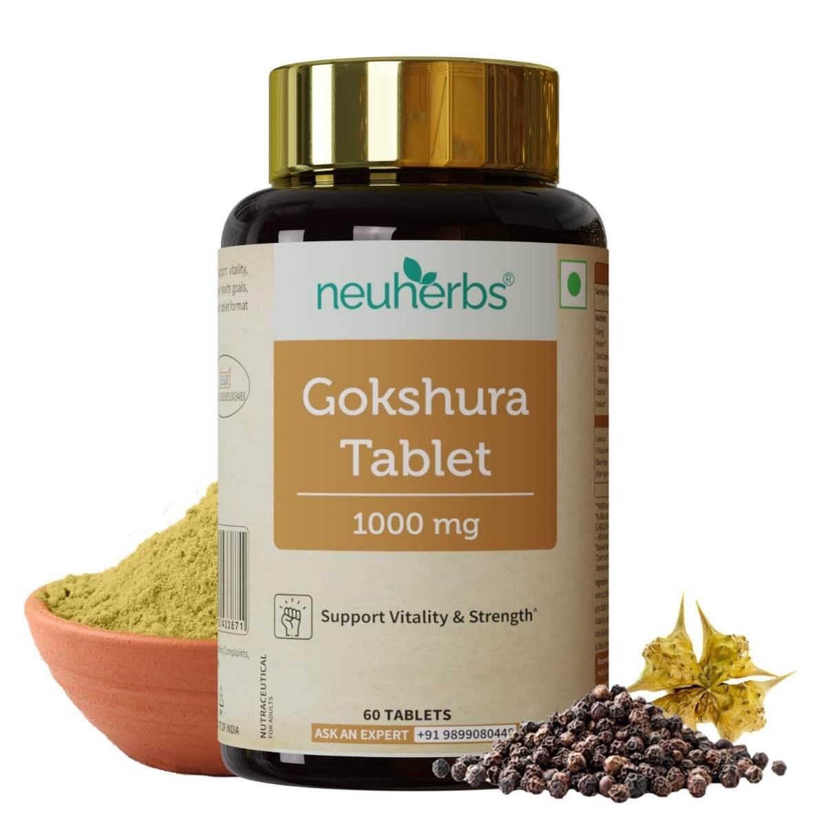 uk617Ox78qtL-1.jpg Neuherbs Gokshura Tablet 1000mg | Helps To Support Energy & Strength - 60 Tablets | Tribulus Terrestris | Energy Booster Supplements | General Wellness Tablets for Men & Women - Fast UK Delivery - Image 1