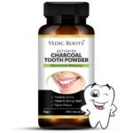 Vedic Roots Activated Charcoal Teeth Whitening Powder| Safe & Effective Herbal Tooth/Gum Whitener Dental Kit|Yellowness Stain Mouth Smell Remover/Freshen Breath - 70 Gm - Fast UK Delivery