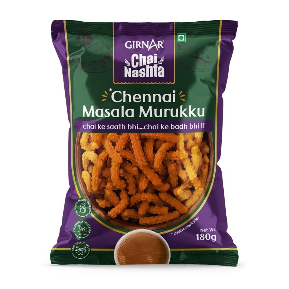 uk617s6lSIa2L-1.jpg Girnar Chai Nashta - Chennai Masala Murukku - Fast UK Delivery - Image 1