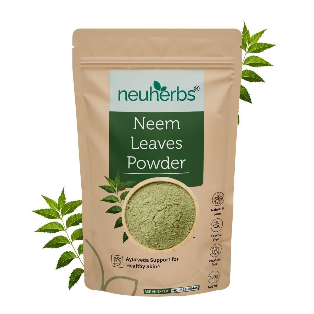 uk618Mcz5wV3L-1.jpg Neuherbs Neem Leaves Powder 200g (Pack of 1) For Men & Women | Pure & Natural Powder for Soft, Glowing and Healthy Skin | Cruelty & Paraben Free | With No Artificial Colour & Additives - Fast UK Delivery - Image 1