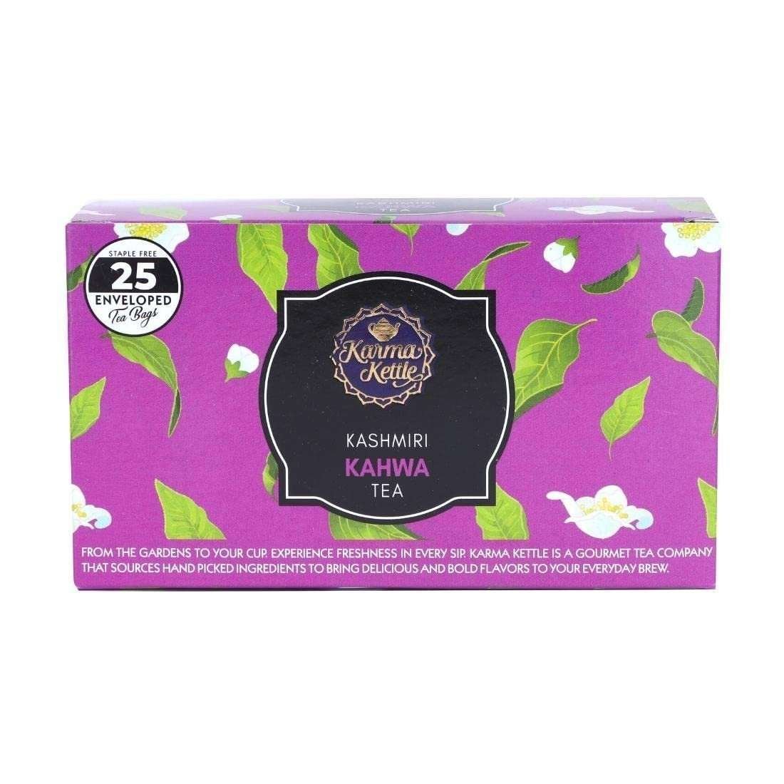 uk618hroIxN3L-1.jpg Karma Kettle Kashmiri Kahwa Tea, 25 Staple Free Teabags - Fast UK Delivery - Image 1
