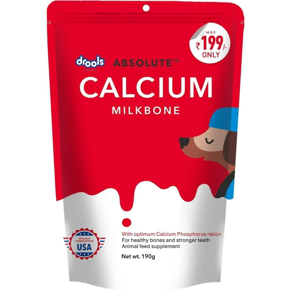 uk618pErHXrcL-1.jpg Drools Absolute Calcium Bone Pouch, 190 g (Pack of 2) - Fast UK Delivery - Image 1