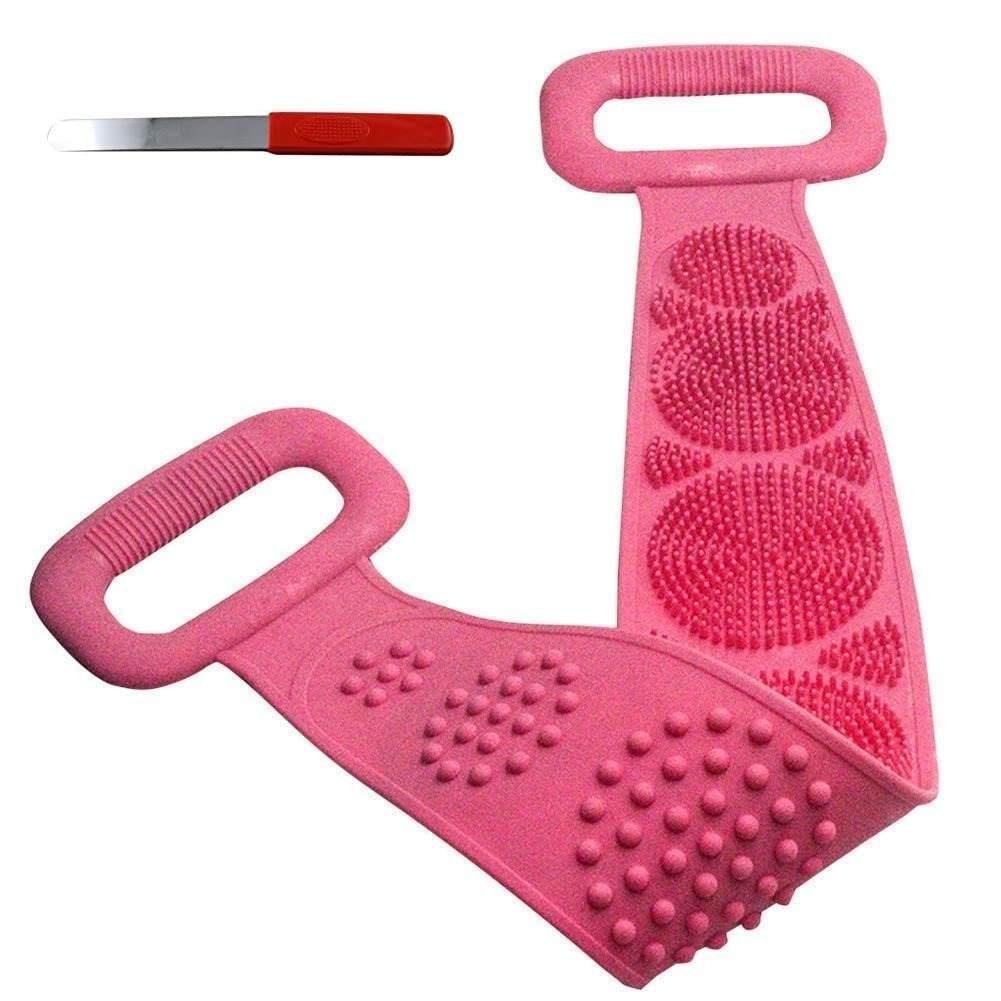uk619G9byeFwL-1.jpg PMPEARL Wax Knife/Waxing Spatula/Applicators/for Women Hair Removal - Plastic Handle Stainless Steel Knife with Silicone Body Back Scrubber Bath Belt tor Skin/Bathing For Kids Men And Women - Fast UK Delivery - Image 1