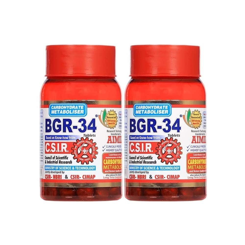 uk61AhBF-ap7L.jpg AIMIL BGR-34 Herbal Tablets| 100 Tablets (Pack of 2) - Fast UK Delivery - Image 1