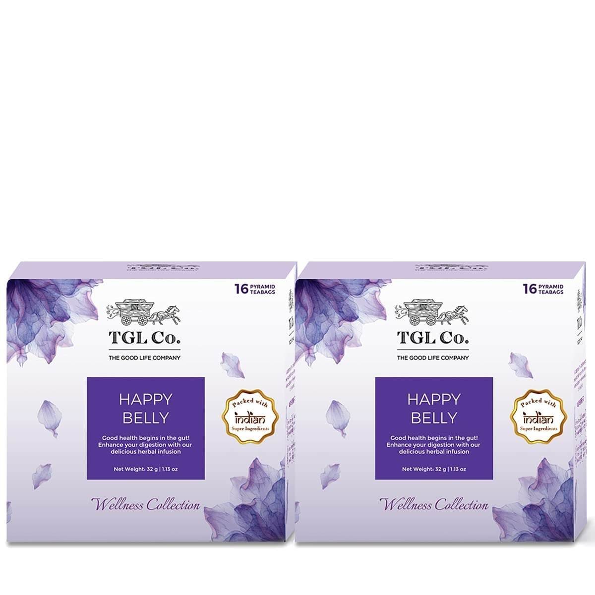 uk61BDvGuODZL-1.jpg TGL Co. The Good Life Company Happy Belly Green Tea - Bags/Loose Leaf (16 Tea Bags) 170 gram, Pack Of 2 - Fast UK Delivery - Image 1