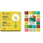 Teabox Chamomile Green Tea for Stress Relief & Good Sleep, 50 Silken Pyramid Tea Bags & Teabox Green Tea Sampler Bags 20pcs (2pcs X 10 flavors) - Fast UK Delivery
