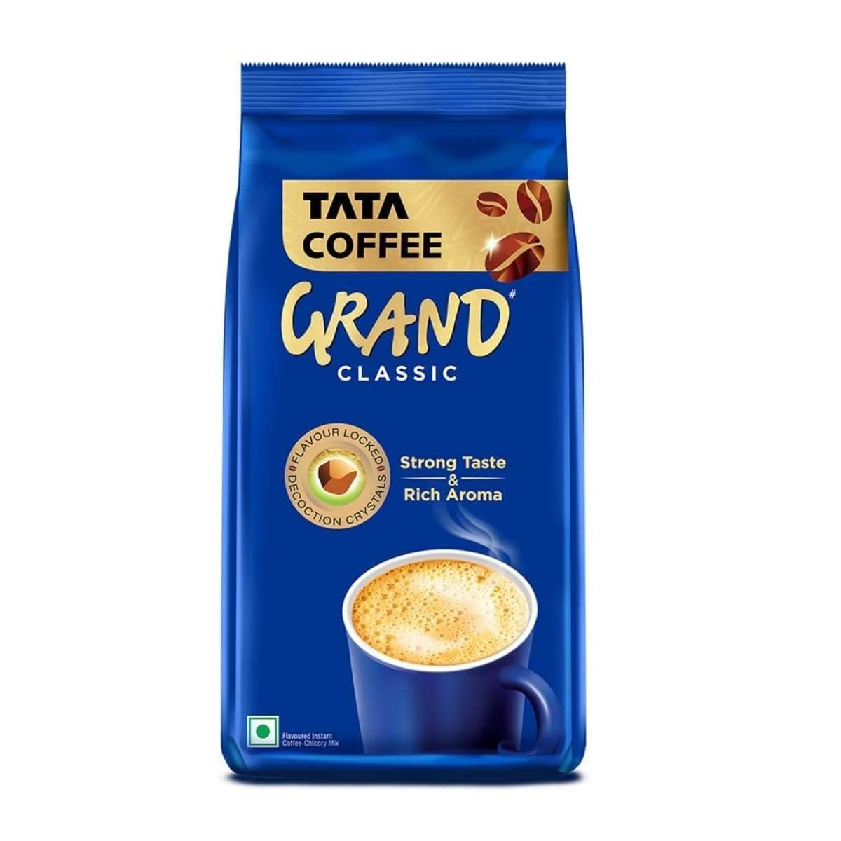 uk61BleydWBwL-1.jpg Tata Coffee Grand Classic Instant Coffee, 200g Pouch, Strong Taste & Rich Aroma, Flavour Locked Decoction Crystals, Flavoured Instant Coffee-Chicory Mix - Fast Shipping to USA & Canada - Image 1