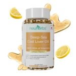 Neuherbs Deep Sea Omega 3 Cod Liver Oil- 100 Softgels for Men & Women | Omega 3 Supplement 600 Mg, 100% RDA of Vitamins A, D3 & E for Heart, Brain, Bone & Skin Health | No Fishy Burps with Lemon Flavour - Fast UK Delivery