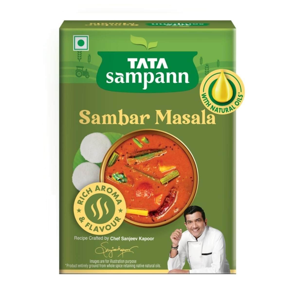 uk61FOqWkW1aL-1.jpg Tata Sampann Sambar Masala Powder with Natural Oils, 45g, Crafted by Chef Sanjeev Kapoor, With Chefs Exclusive Tip, Rich Aroma & Flavour - Fast UK Delivery - Image 1
