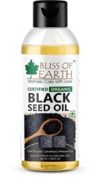 Bliss of Earth Certified Organic Black Seed Oil | Kalonji Oil | 100GM | Immune System Booster | Digestive Support | Great For Hair Health | Gluten Free | Cold Pressed | Unrefined | Hexane Free | - Fast UK Delivery