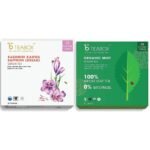 Teabox Fresh Kashmiri Kahwa Saffron (Kesar) Green Tea Bags 25 Pieces & Teabox Organic Green Mint Tea 25 Teabags - Fast UK Delivery