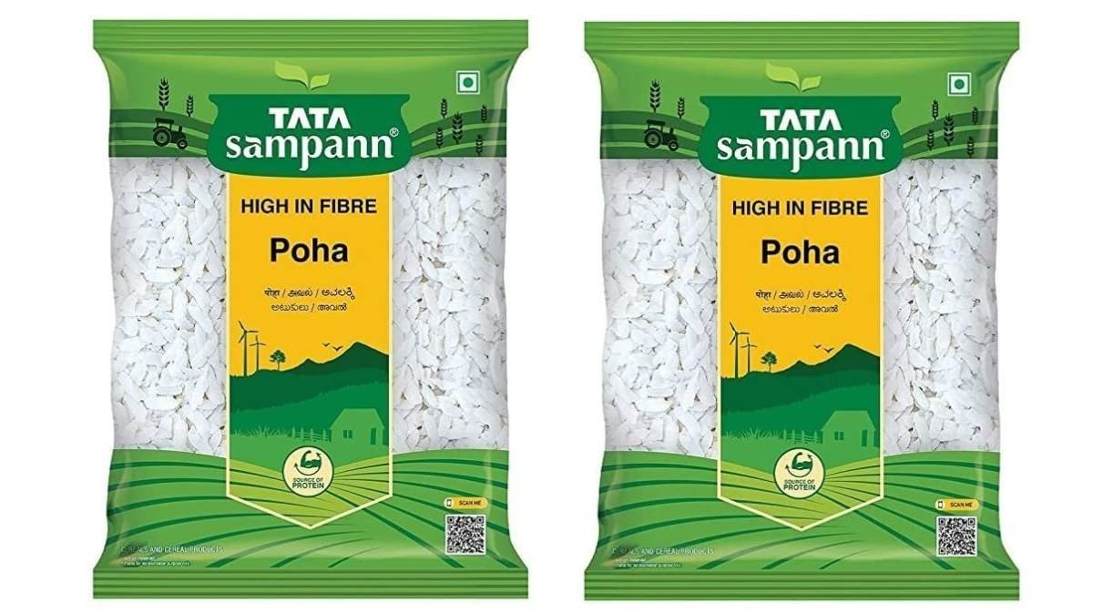 uk61HTljISEbL-1.jpg Tata Sampann Thick Poha | Flattened Rice | Thick Poha | 1kg | White Poha | Pack of 2 - Fast UK Delivery - Image 1