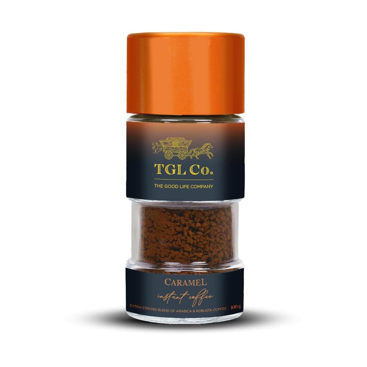 uk61HZB03-WzL-1.jpg TGL Co. The Good Life Company Caramel Flavoured Instant Coffee (100 Gm) Pack Of 2 | Anti Oxidant | Boost Energy | No Artificial Flavour, Powder, Bottle - Fast UK Delivery - Image 1