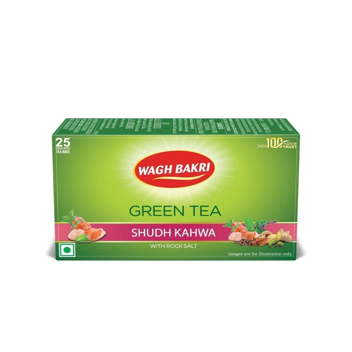 uk61IEaauCSVL-1.jpg Wagh Bakri Green Tea Shudh Kahwa Tea Bag, 25 Tea Bag*2.5G, 62.5 Grams - Fast UK Delivery - Image 1