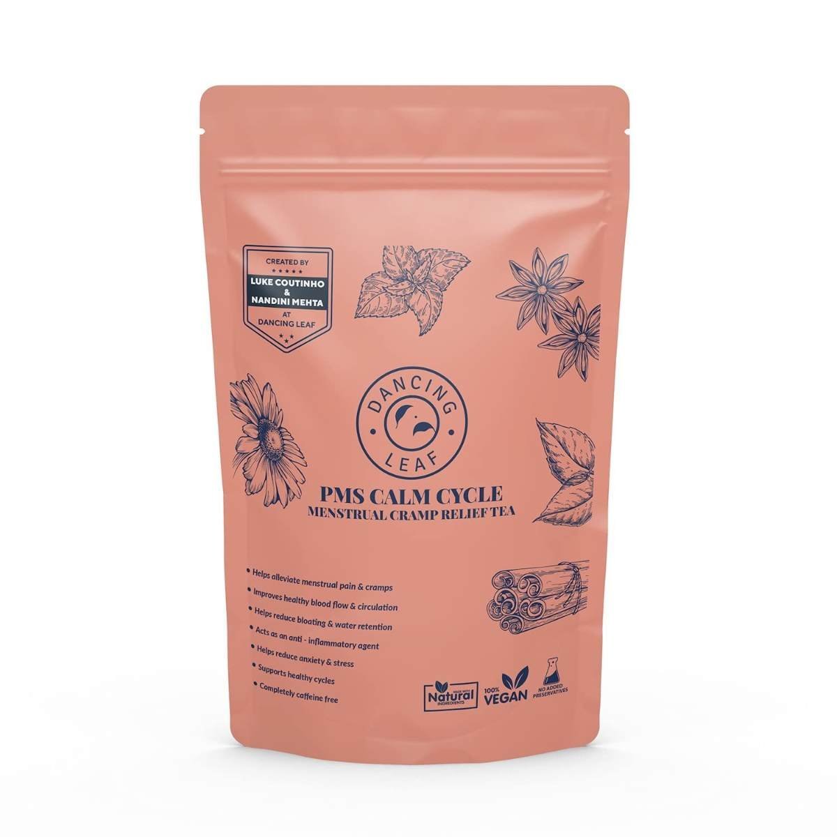 uk61JQZDlAdBS-1.jpg Dancing Leaf & Luke Coutinho - PMS Calm Cycle - Menstrual Soothing Tea - 100 Gms - Fast Shipping to USA & Canada - Image 1