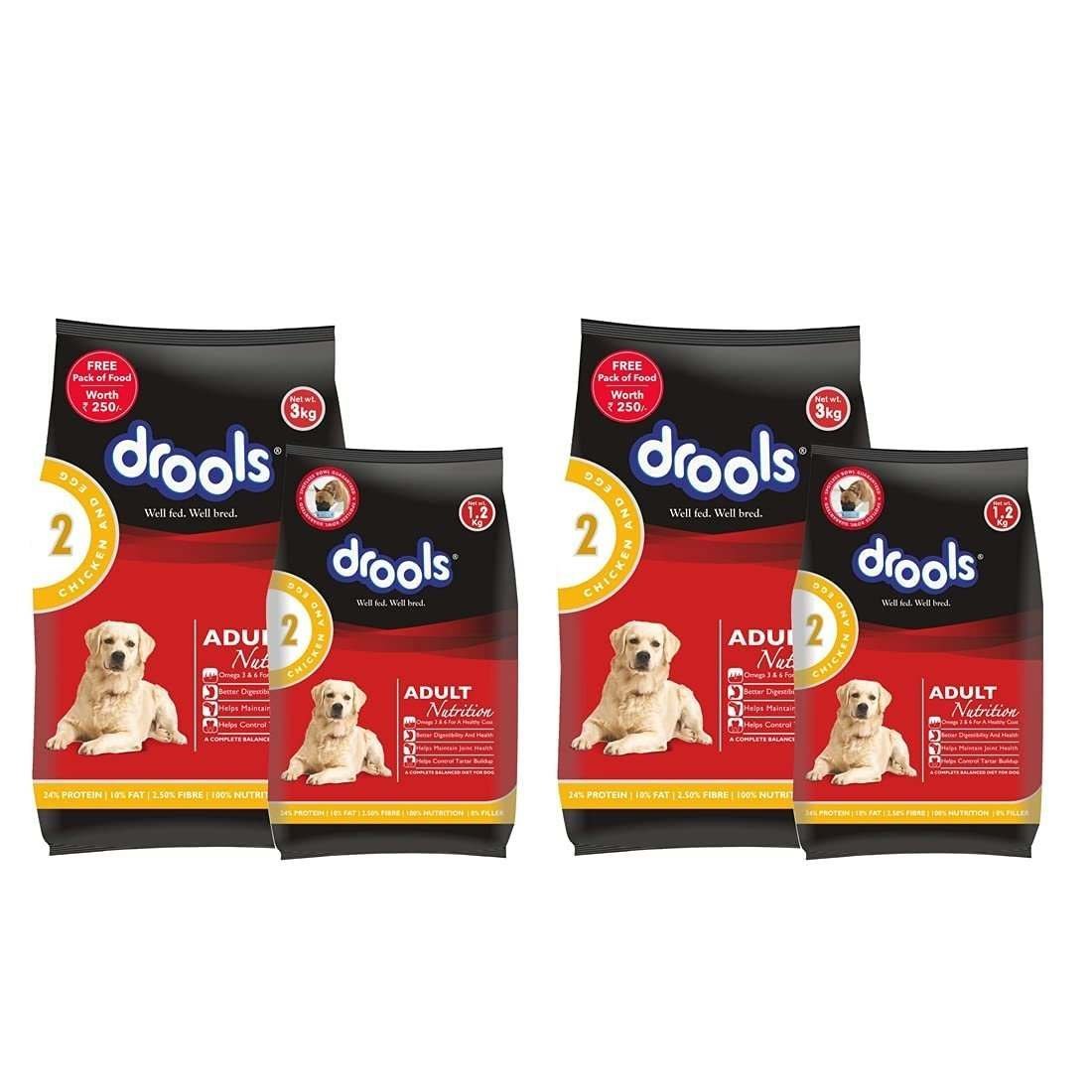 uk61JbyWjbh-S-1.jpg Drools Chicken and Egg Adult Dog Food, 3 kg with Free 1.2 kg, Pack of 2 - Fast UK Delivery - Image 1
