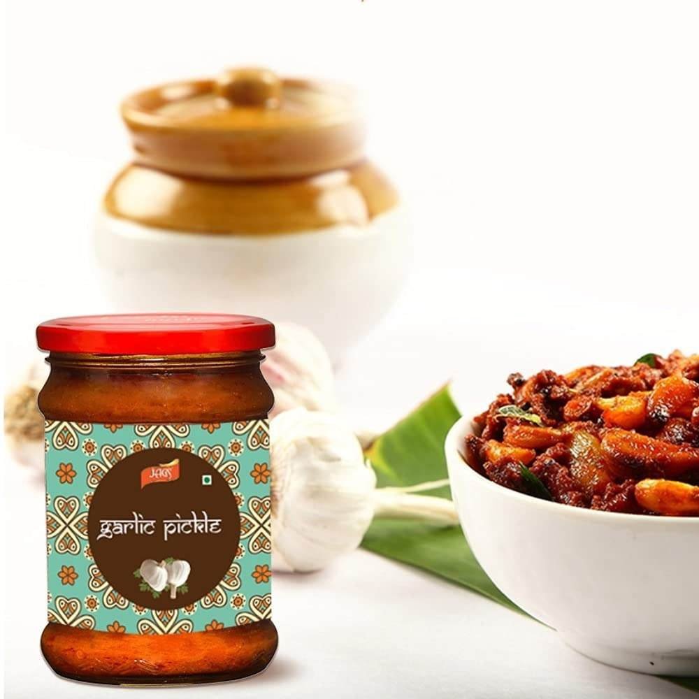 uk61Jg7Fan9S-1.jpg JAGS Garlic Pickle/ lehsun ka achar (500g) - Fast Shipping to USA & Canada - Image 1