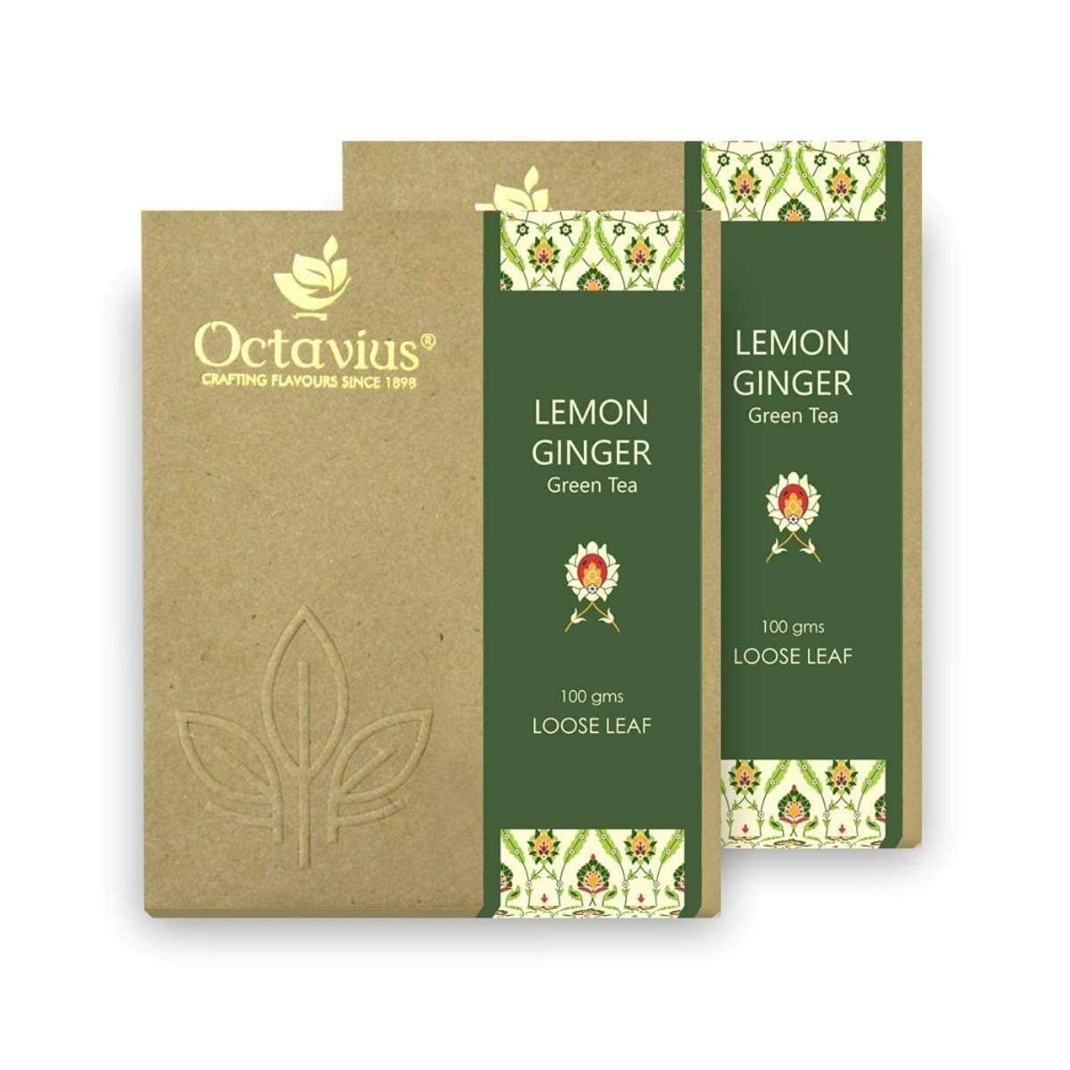 uk61JtL3aQIZL-1.jpg Octavius Ginger & Lemon (Low Caffeine) Loose Leaf Green Tea - 100 Gms (Pack Of 2) - Fast UK Delivery - Image 1