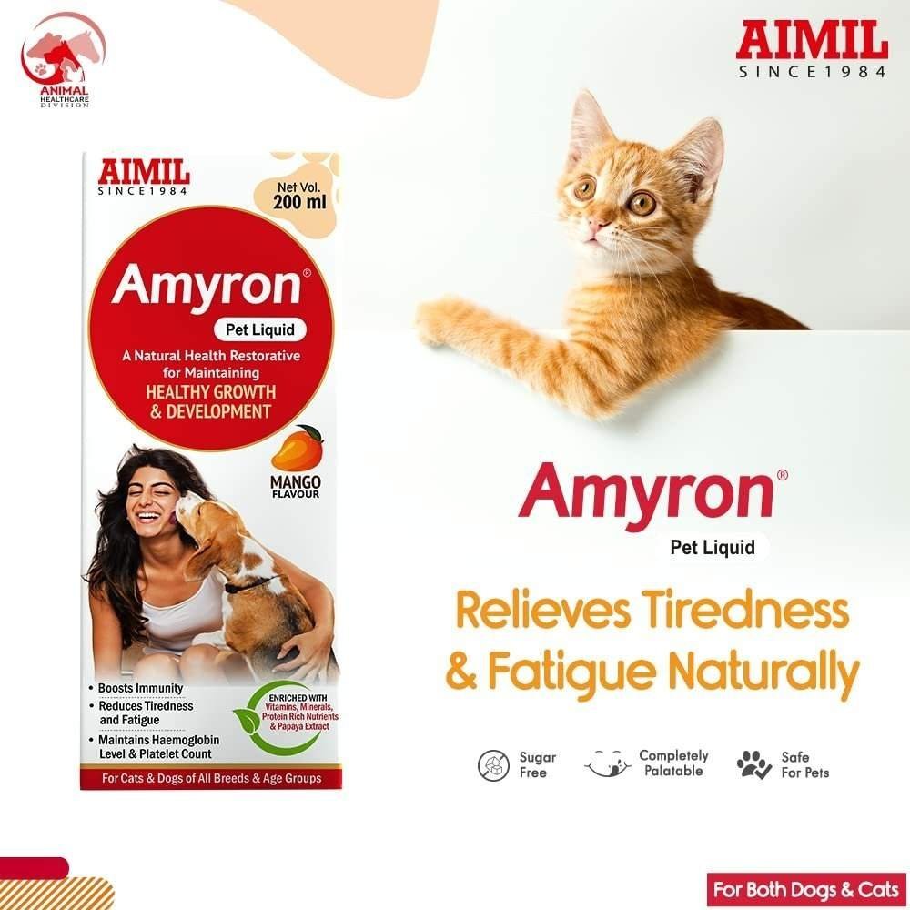 uk61KPl0uIxTL.jpg AIMIL Amyron Pet Liquid | Natural Health Restorative for Maintaining Healthy Growth & Development in Dogs & Cats | 200ml - Fast UK Delivery - Image 1