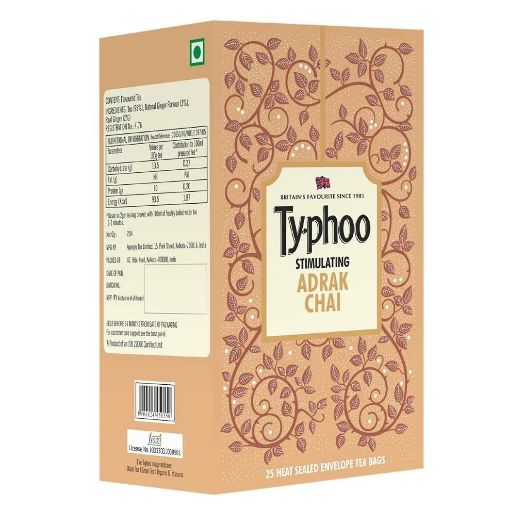 uk61LjDJ8lcwS-1.jpg Typhoo Stimulating Adrak Chai (25 Tea Bags) - Fast UK Delivery - Image 1