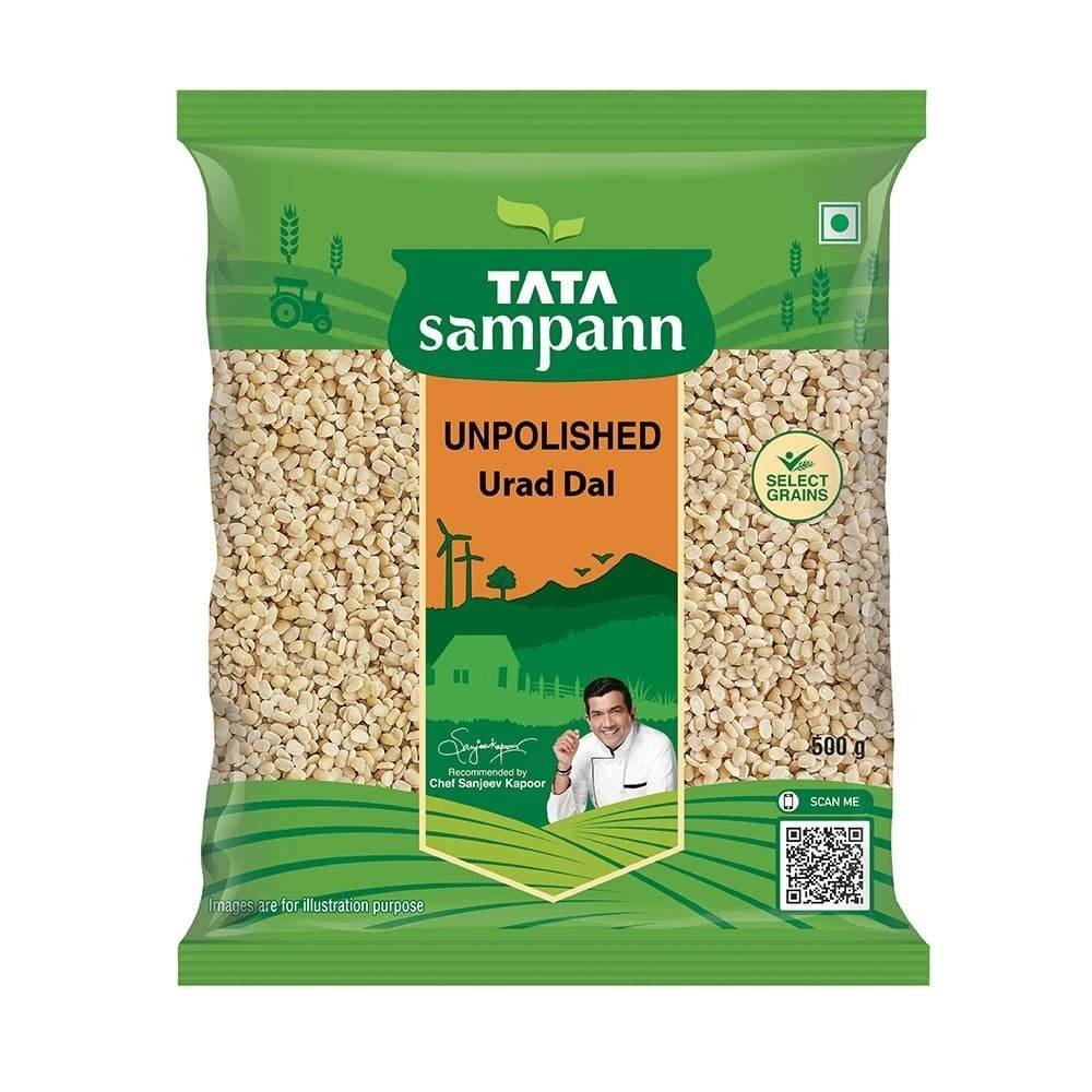 uk61MH6LxP84L-1.jpg Tata Sampann Unpolished Urad Dal (Split), 500gram - Fast UK Delivery - Image 1